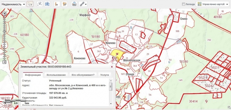 Публичная кадастровая карта клинский район д слобода
